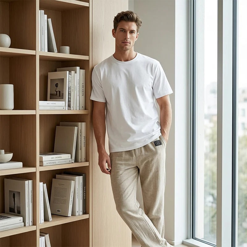 Breathable Straight-Leg Trousers for Men
